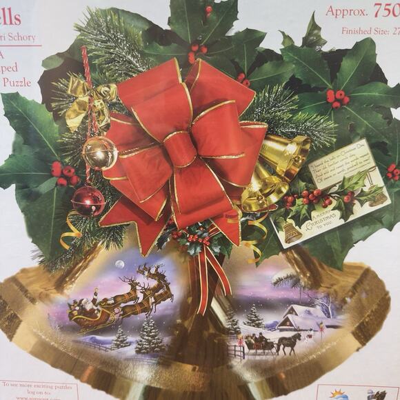 RARE 2014 SunsOut Christmas Bell Shaped Puzzle 750 Pc Lori Schory NEW SEALED HTF - Picture 2 of 10